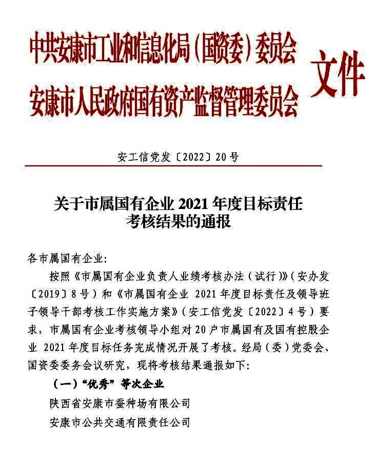 安康qy球友会官网 获得2021年度目标责任考核“优秀”等次